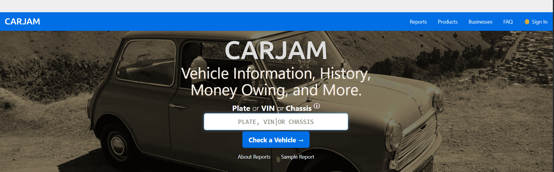history check for vehicle using carjam